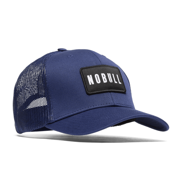 Navy NOBULL Curved Brim Trucker Front Silhouette Angle