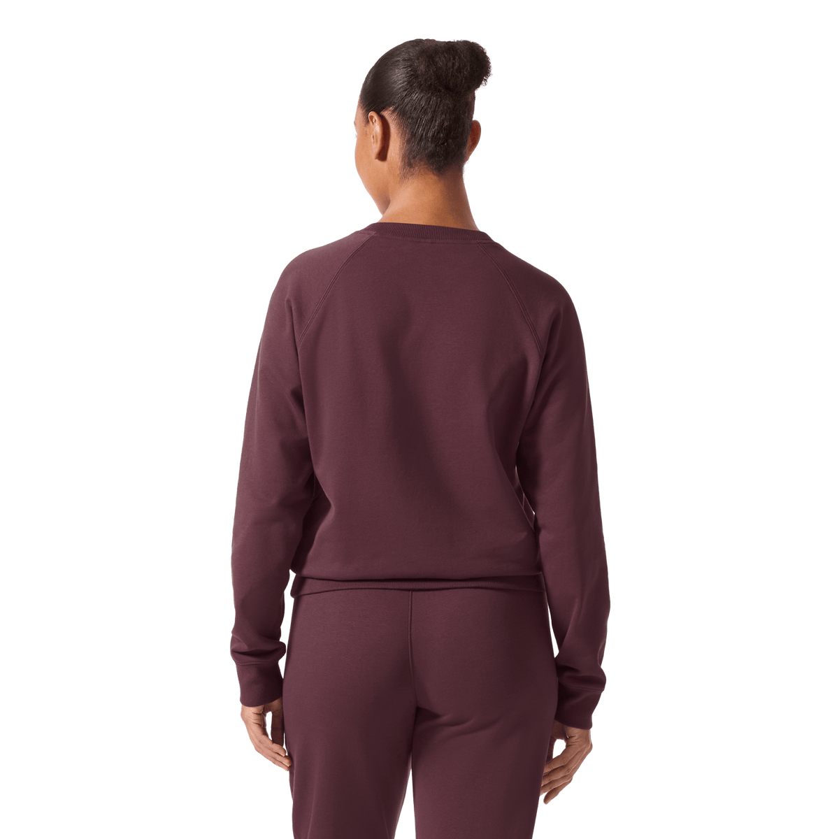 Women's Dark Burgundy NOBULL Crew Back Waist Up Angle.