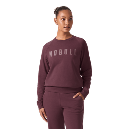 Women's Dark Burgundy NOBULL Crew Front Waist Up Angle.