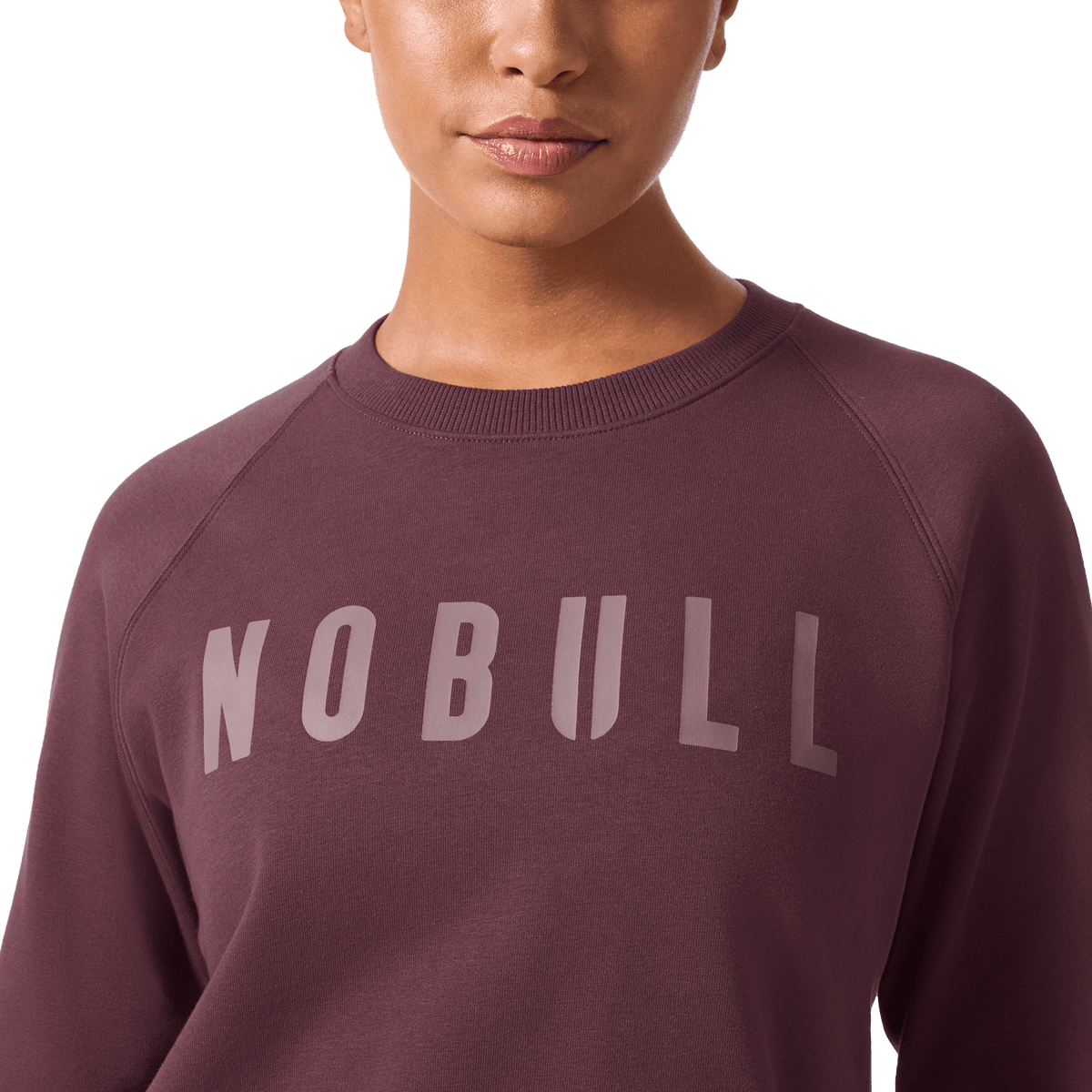 Women's Dark Burgundy NOBULL Crew Front Detail Angle.