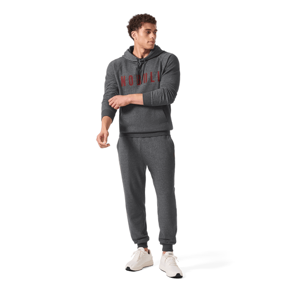 Men's Dark Gray Heather Port NOBULL Jogger Front Full Body Angle.