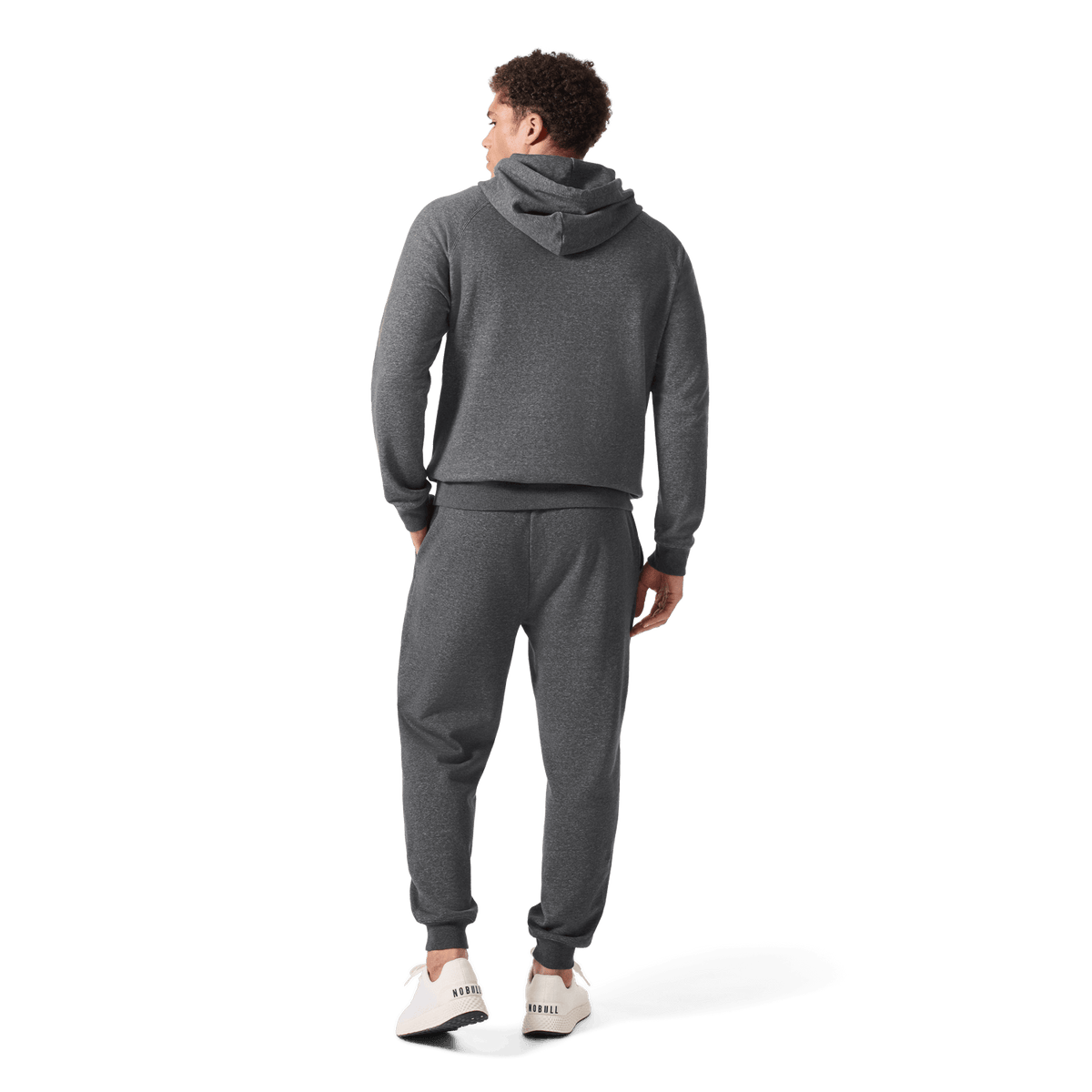 Men's Dark Gray Heather Port NOBULL Jogger Back Full Body Angle.