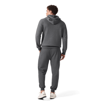 Men's Dark Gray Heather Port NOBULL Jogger Back Full Body Angle.