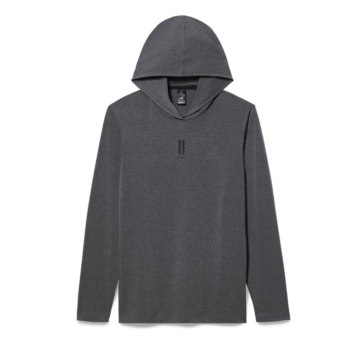 Men's Charcoal Heather Adapt Hoodie Flat Lay Angle.