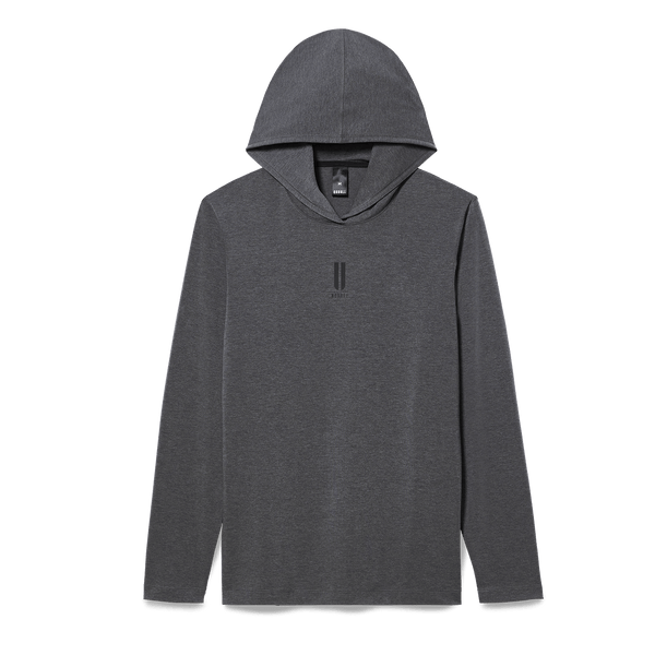 Men's Charcoal Heather Adapt Hoodie Flat Lay Angle.