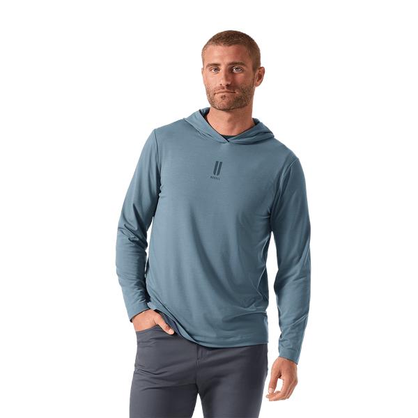 Men's Storm Cloud Adapt Hoodie Front Waist Up Angle.