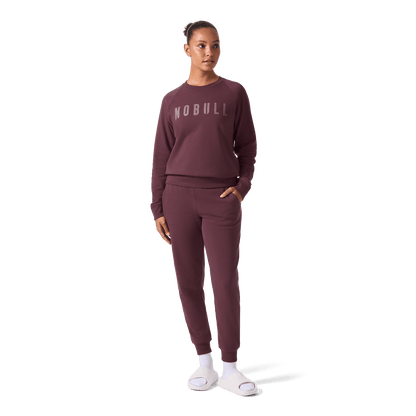 Women's Dark Burgundy NOBULL Jogger Front Full Body Angle.