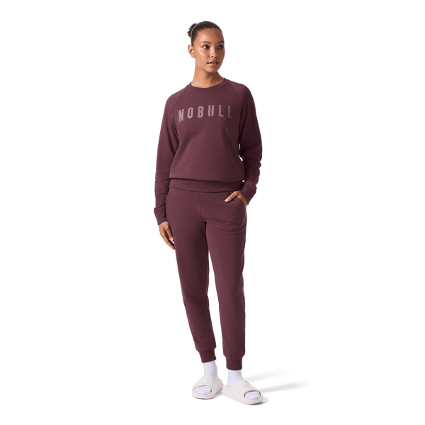 Women's Dark Burgundy NOBULL Jogger Front Full Body Angle.