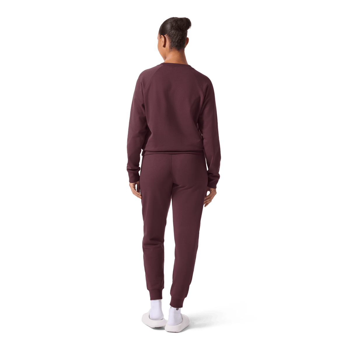 Women's Dark Burgundy NOBULL Jogger Back Full Body Angle.