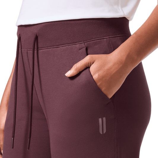 Women's Dark Burgundy NOBULL Jogger Pocket Detail Angle.