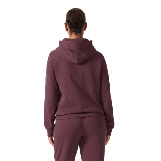 Women's Dark Burgundy NOBULL Hoodie Back Waist Up Angle.