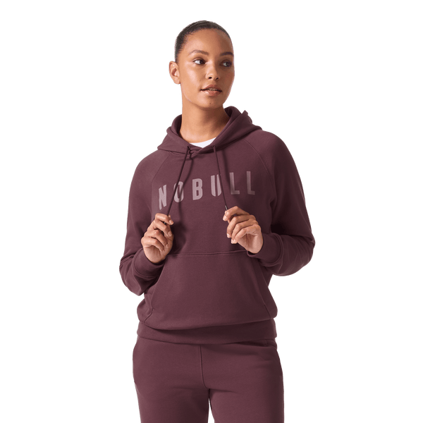 Women's Dark Burgundy NOBULL Hoodie Front Waist Up Angle.
