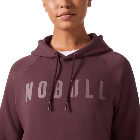 Women's Dark Burgundy NOBULL Hoodie Front Detail Angle.