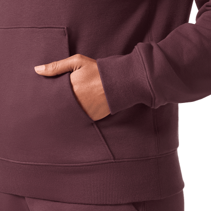 Women's Dark Burgundy NOBULL Hoodie Front Pocket Angle.