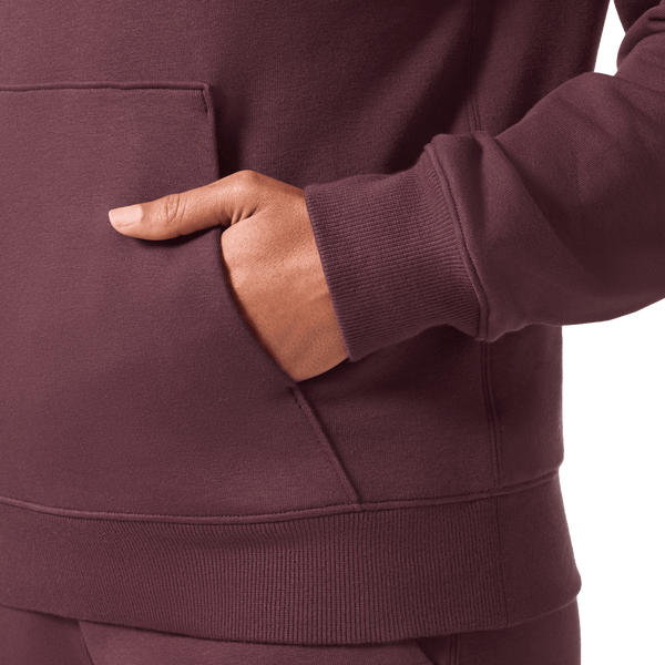 Women's Dark Burgundy NOBULL Hoodie Front Pocket Angle.