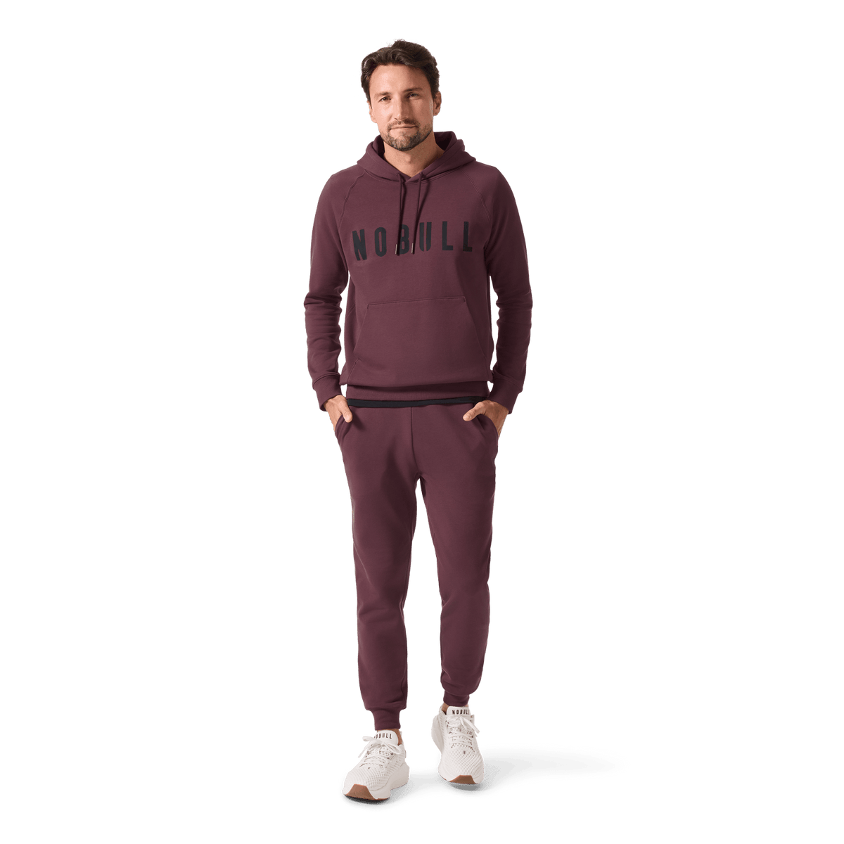 Men's Dark Burgundy NOBULL Jogger Front Full Body Angle.