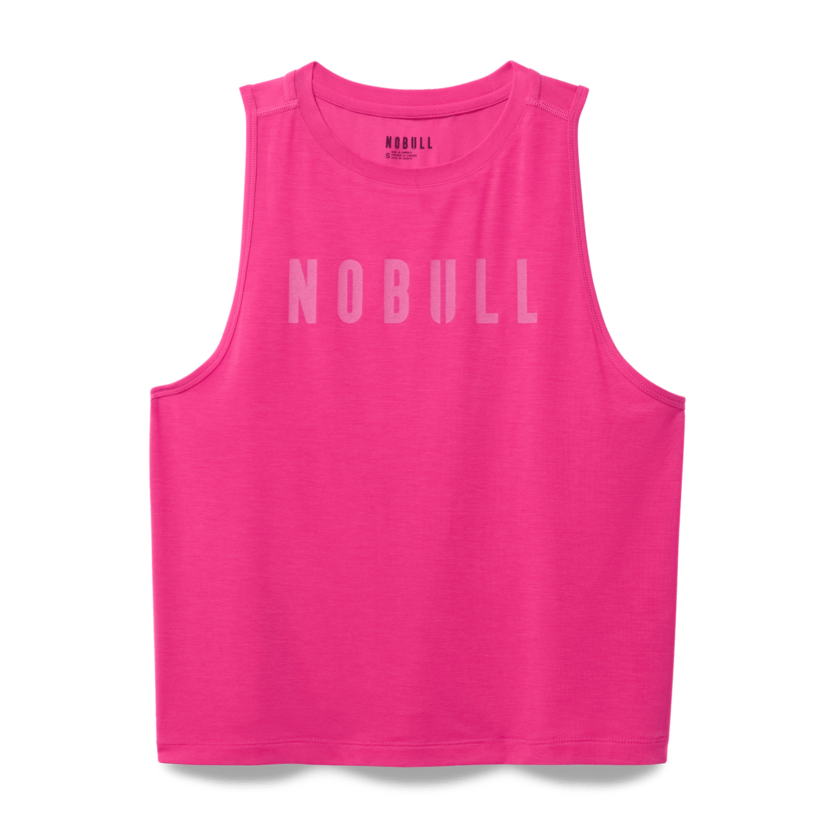 Women's Signal Pink NOBULL Muscle Tank Flat Lay Angle.