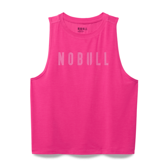 Women's Signal Pink NOBULL Muscle Tank Flat Lay Angle.