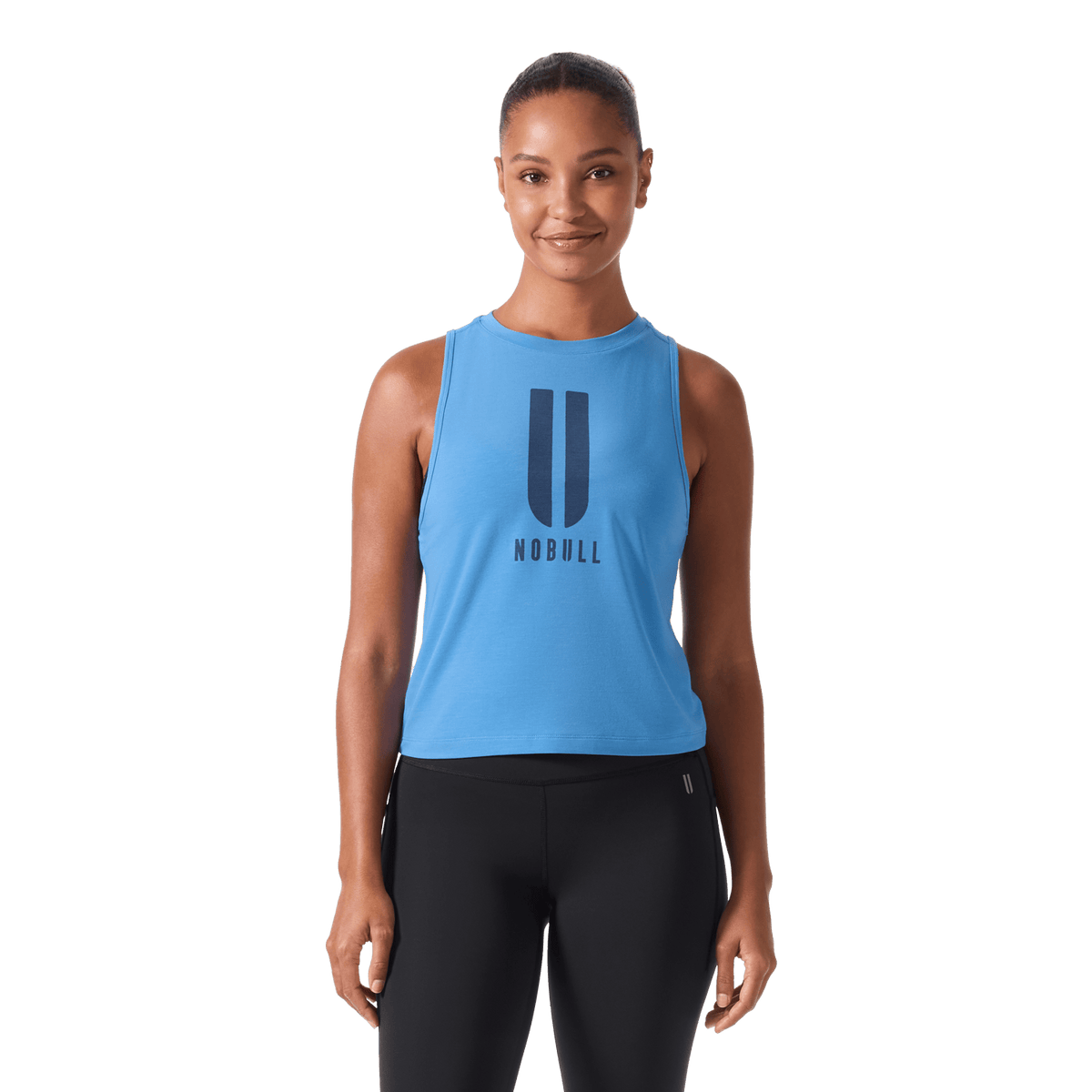 Women's Pacific Coast U NOBULL Muscle Tank Front Waist Up Angle.