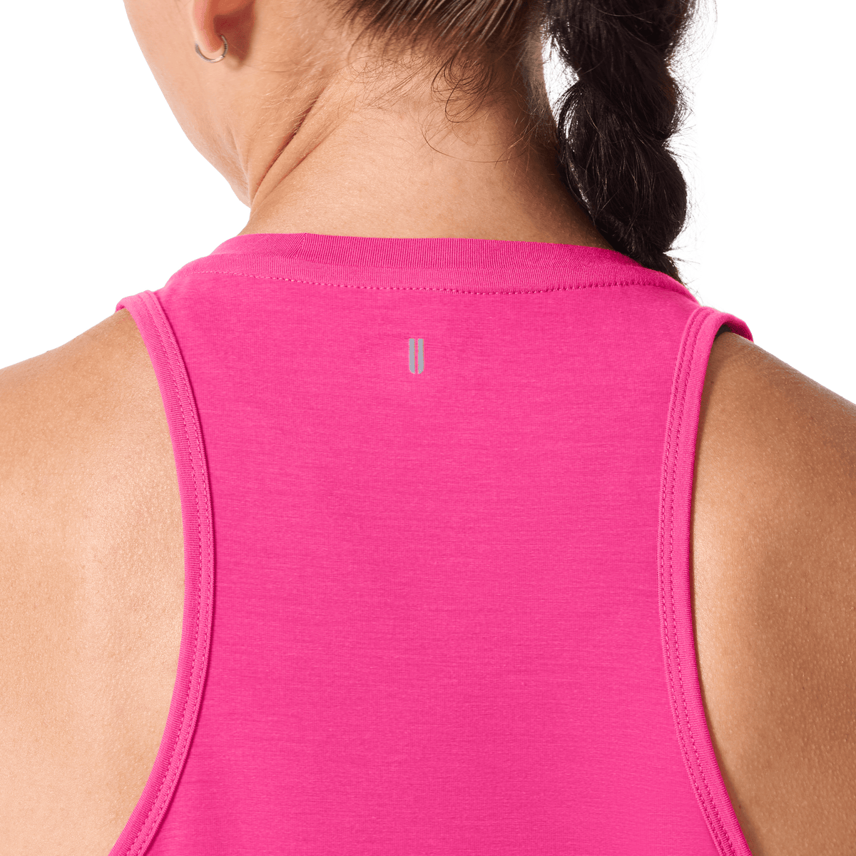 Women's Signal Pink NOBULL High-Neck Tank Back Detail Angle.