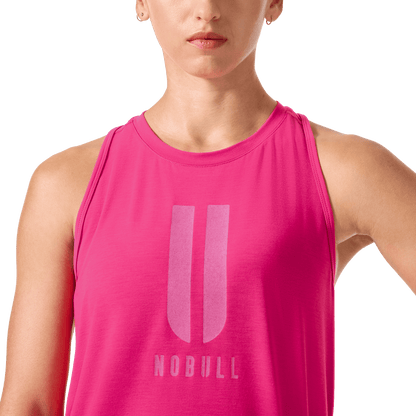 Women's Signal Pink U NOBULL High-Neck Tank Front Detail Angle.