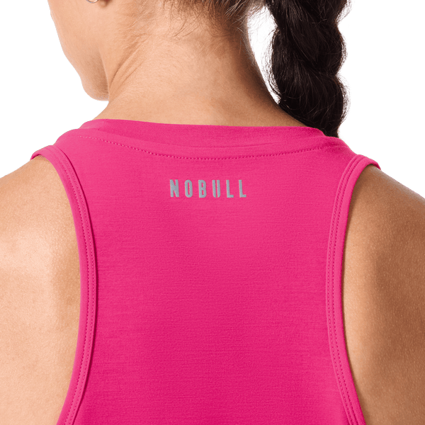 Women's Signal Pink U NOBULL High-Neck Tank Back Detail Angle.