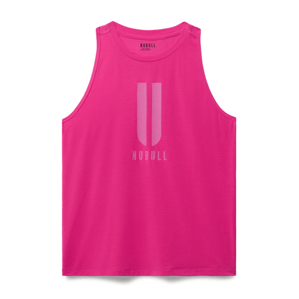 Women's Signal Pink U NOBULL High-Neck Tank Flat Lay Angle.
