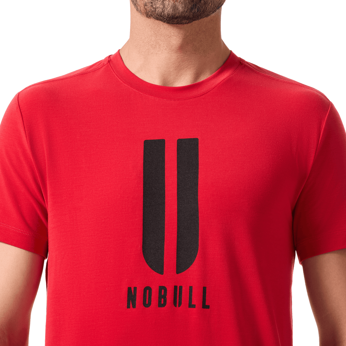 Men's Equestrian Red U NOBULL Tee Front Detail Angle.