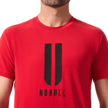 Men's Equestrian Red U NOBULL Tee Front Detail Angle.