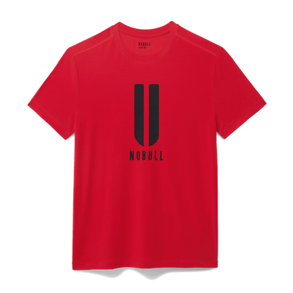 Men's Equestrian Red U NOBULL Tee Flat Lay Angle.