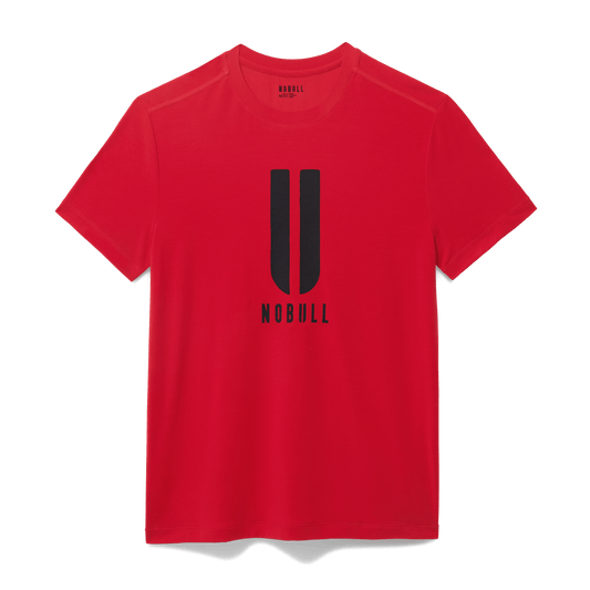 Men's Equestrian Red U NOBULL Tee Flat Lay Angle.