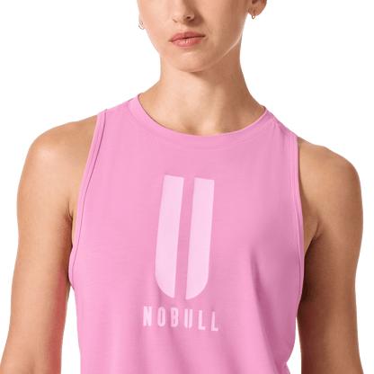 Women's Soft Pink U NOBULL Muscle Tank Front Detail Angle.