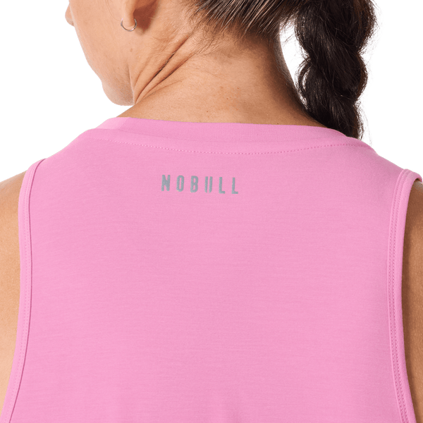 Women's Soft Pink U NOBULL Muscle Tank Back Detail Angle.