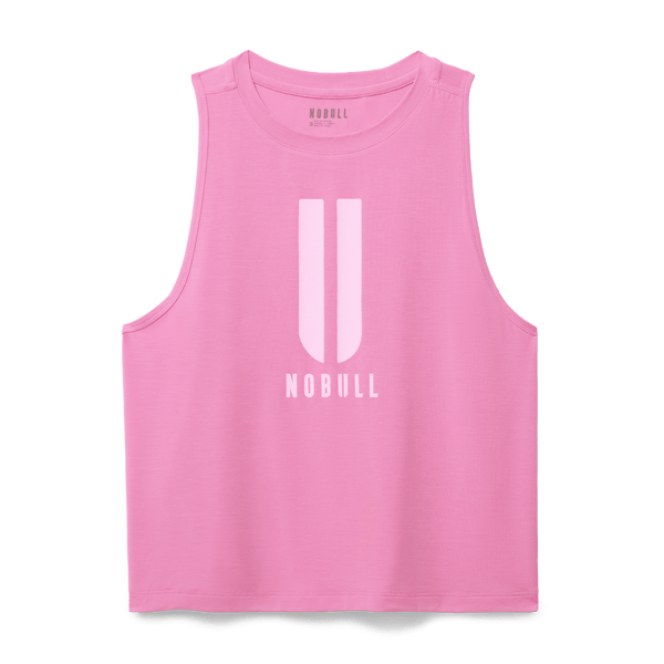 Women's Soft Pink U NOBULL Muscle Tank Flat Lay Angle.