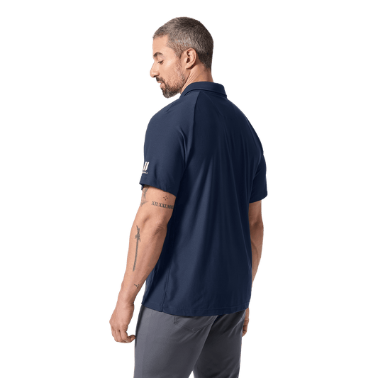 Men's Night Navy NOBULL All Fore It Polo Back Waist Up Angle.