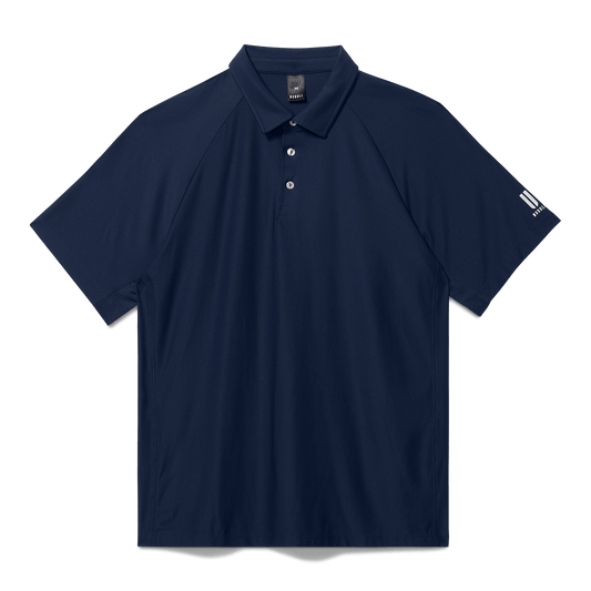 Men's Night Navy NOBULL All Fore It Polo Flat Lay Angle.