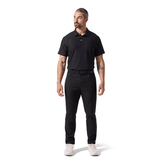 Men's Black NOBULL All Fore It Polo Shirt Front Full Body Angle.