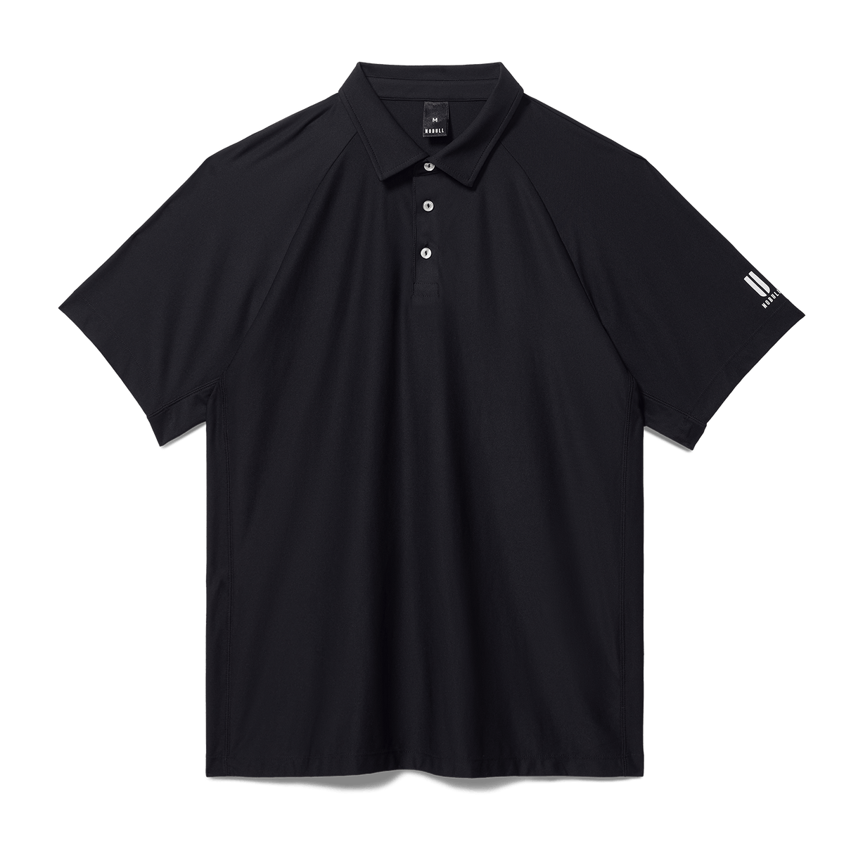 Men's Black NOBULL All Fore It Polo Shirt Front Flat Lay Angle.