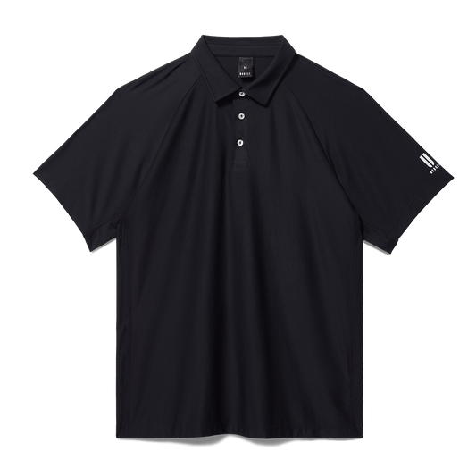 Men's Black NOBULL All Fore It Polo Shirt Front Flat Lay Angle.