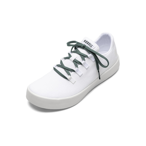 White Recs Canvas Shoe with Silver Pine Shoelaces.