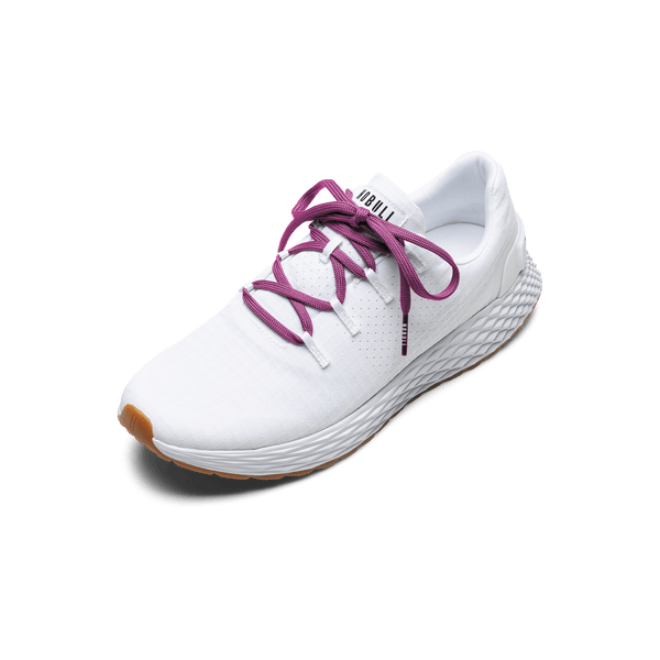 White Allday Ripstop Shoe with Vivid Fuchsia Shoelaces.