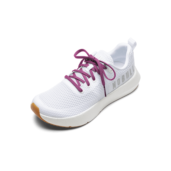 White Drive Mesh Shoe with Vivid Fuchsia Shoelaces.