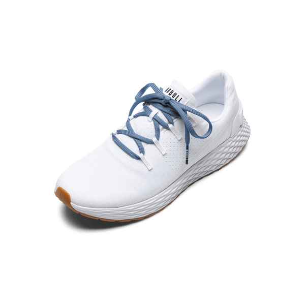 White Allday Ripstop Shoes with Light Blue Laces.