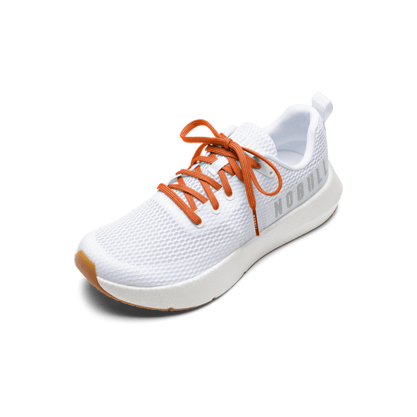 White Drive Mesh Shoe with Scarlet Shoelaces.