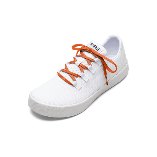 White Recs Canvas Shoe with Scarlet Shoelaces.