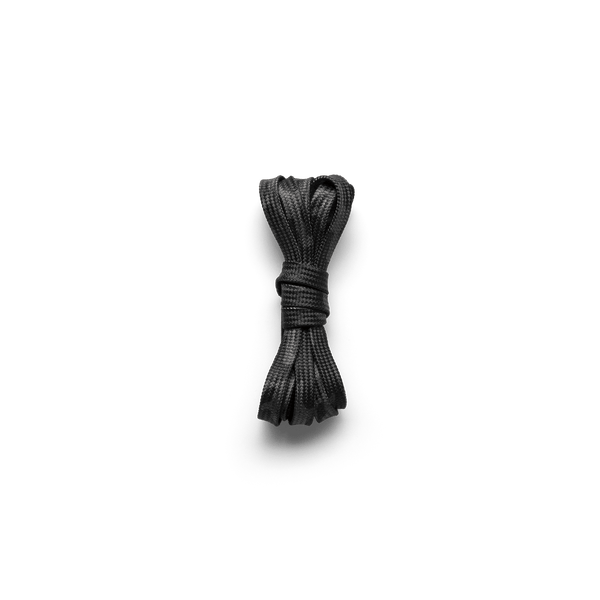Black Camo Shoelaces tied in a knot.
