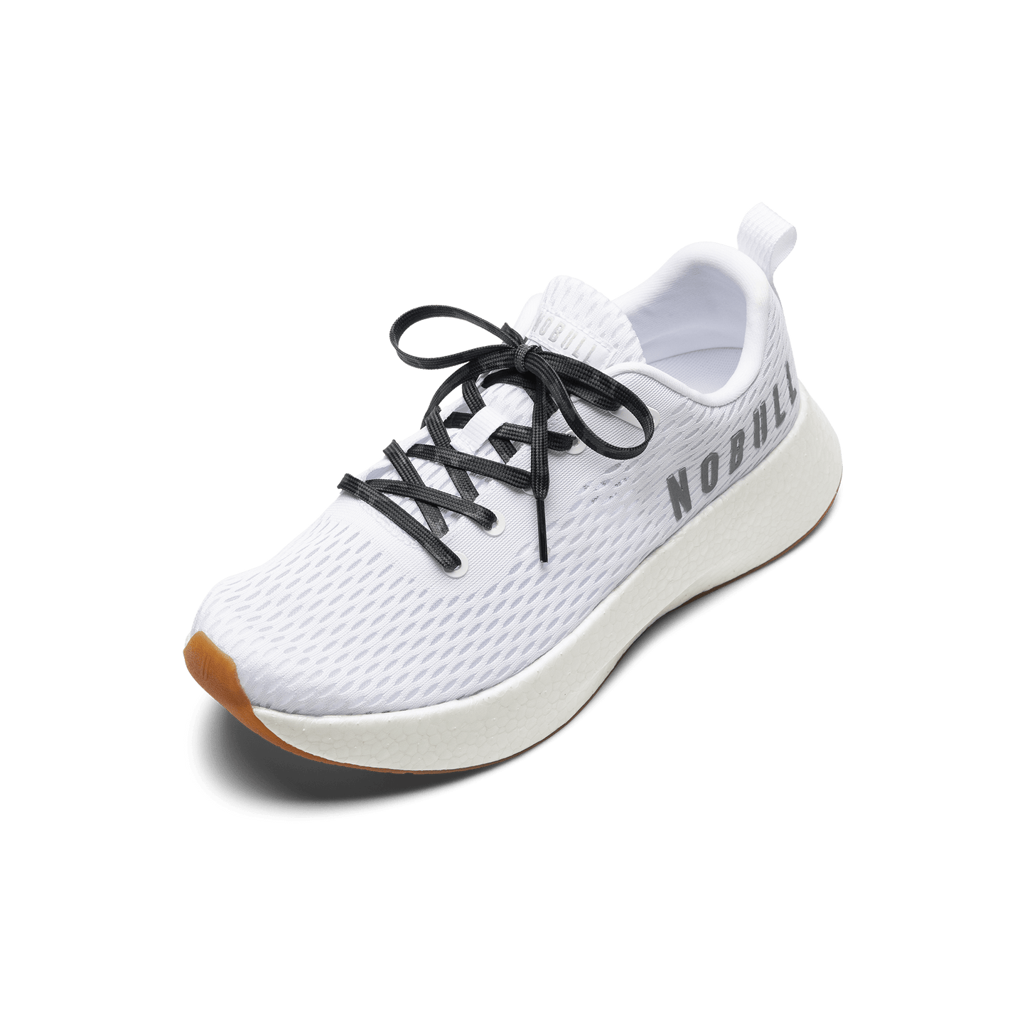 White Journey Shoe with Black Camo Laces.
