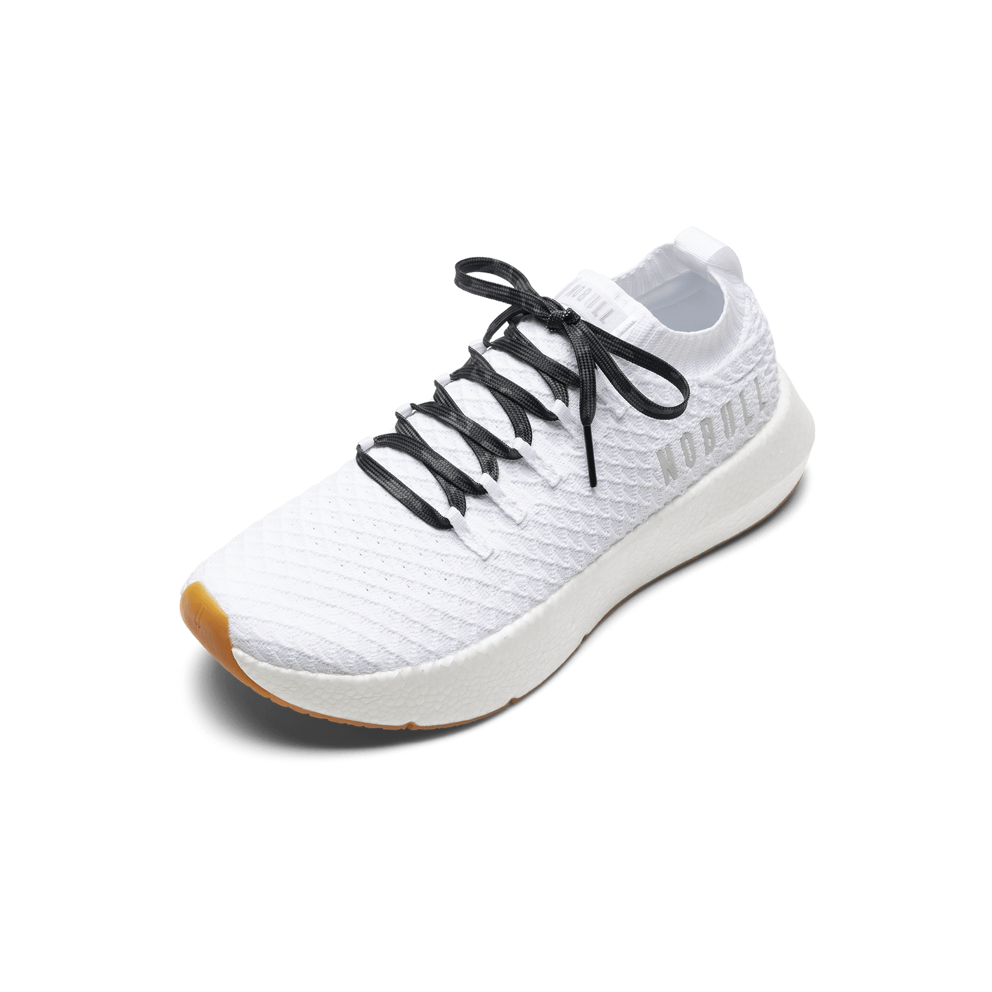 White Drive Knit Shoes with Black Camo Laces.