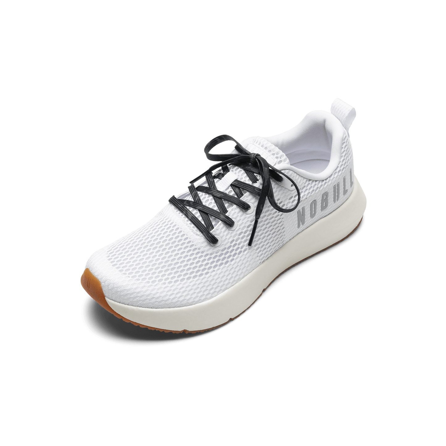 White Drive Mesh Shoe with Black Camo Laces.