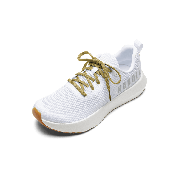 White Drive Mesh Shoes with Ginger Laces.